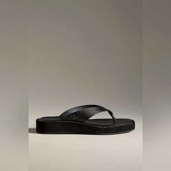 Reformation Eden Platform Thong Sandals Black Platform Size 7 - Picture 3 of 14